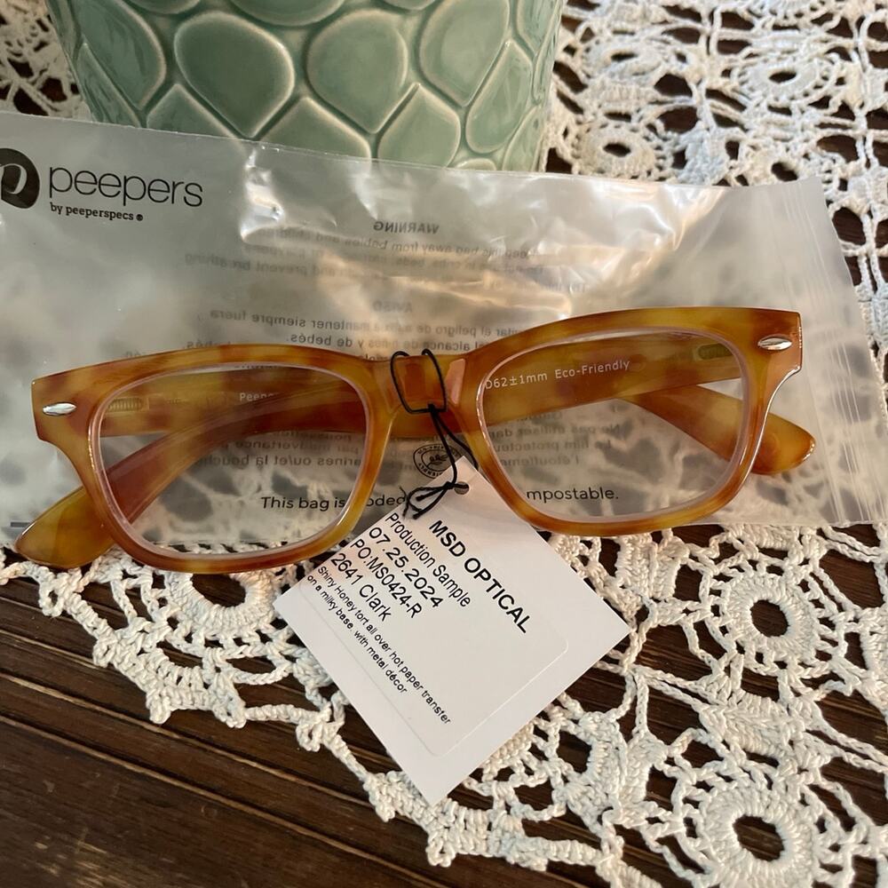 +1.00 readers Glasses peepers yellow tortoise shell NWT